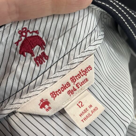 Brooks Brothers Red Fleece 1818 Wool A-Line Skirt Navy Blue White Size 12 Knee - Picture 8 of 8